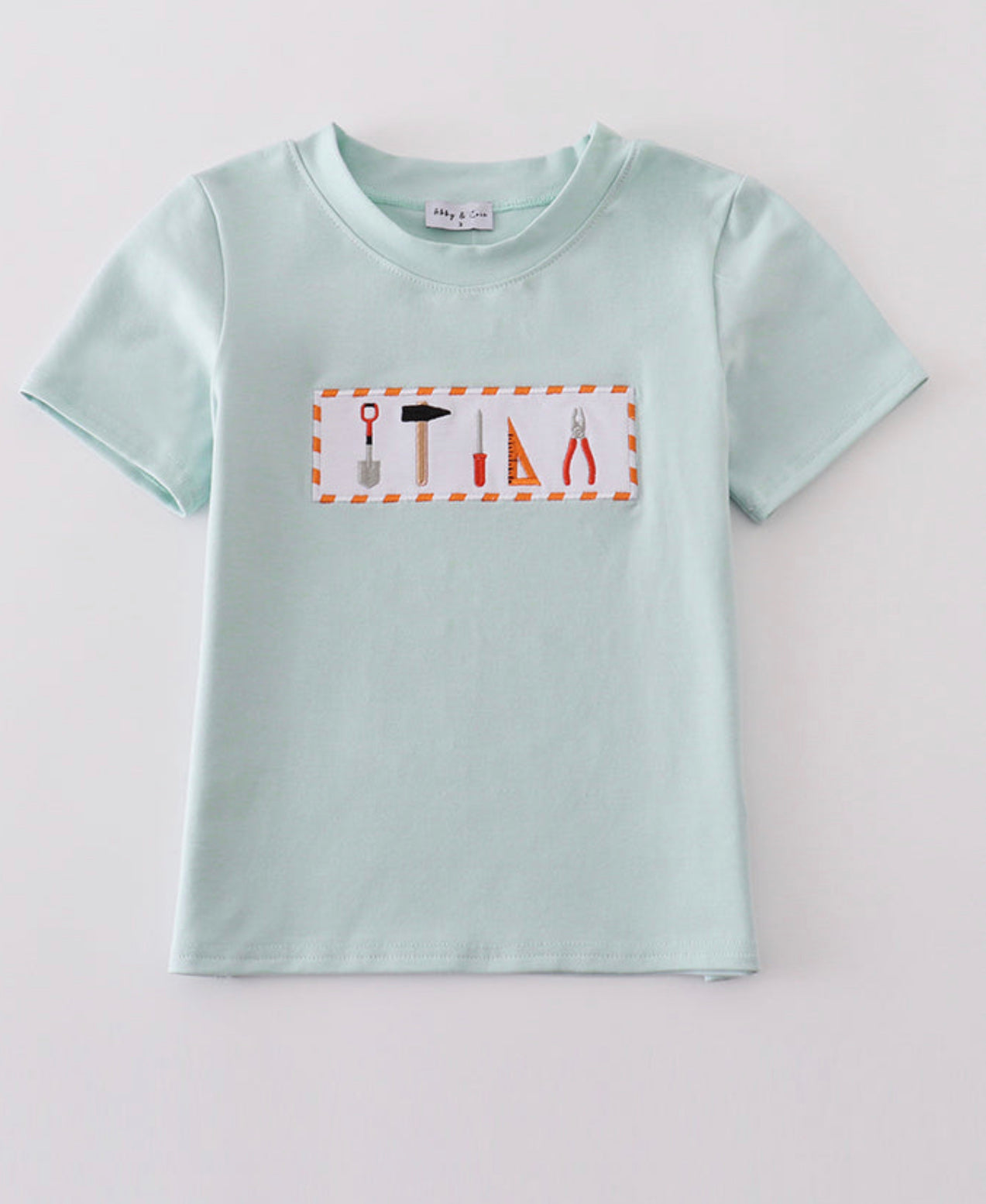 Blue tool embroidery top