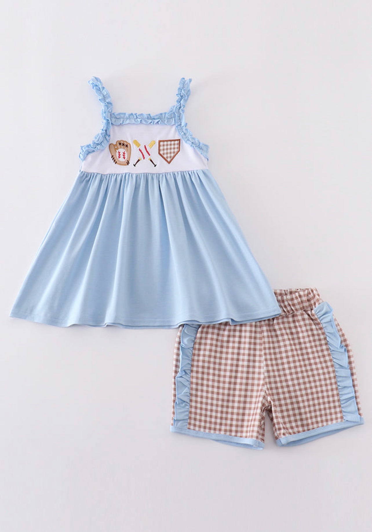 Blue baseball applique set