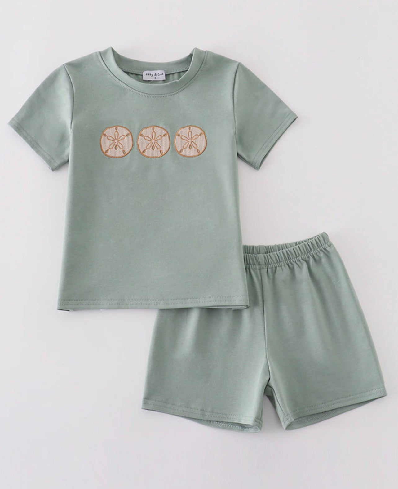 Sage sand dollar embroidery boy set