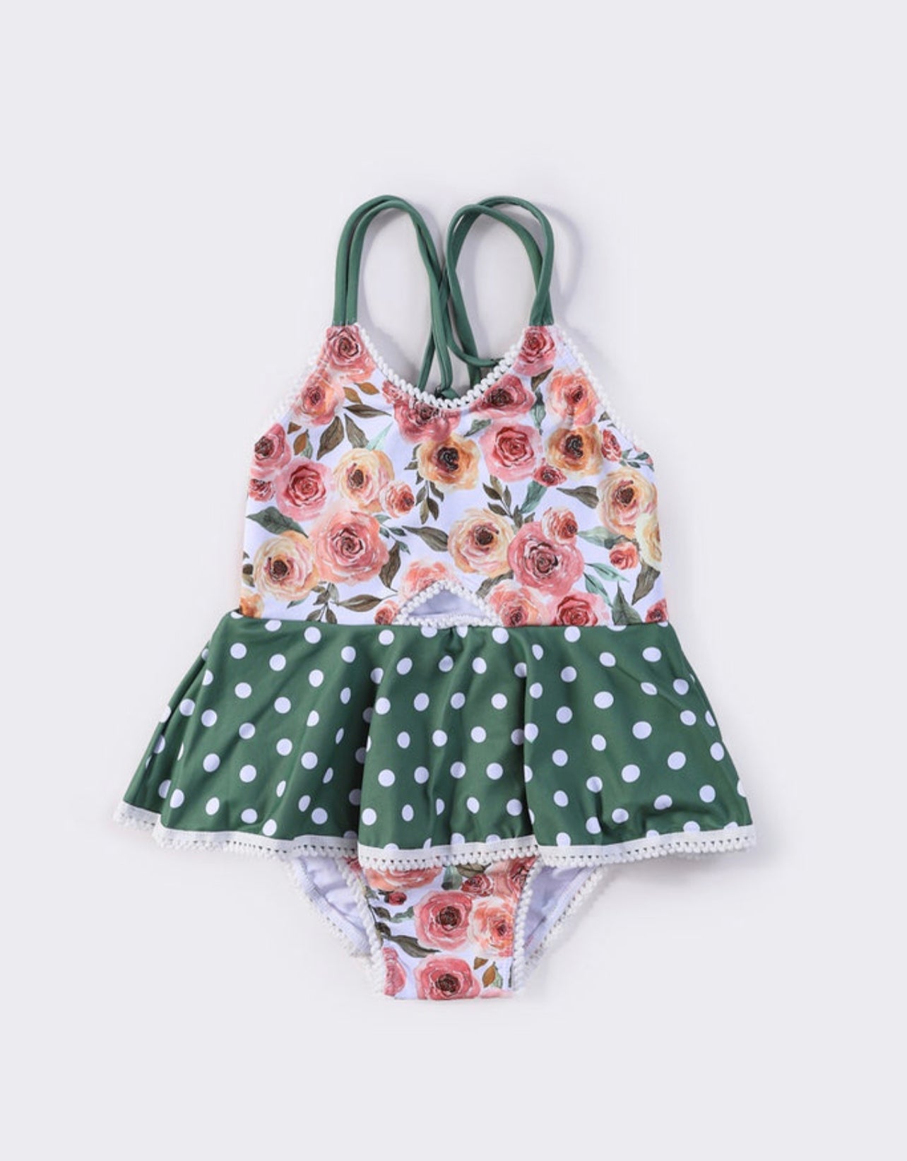 Floral print girl one-piece swimsuit