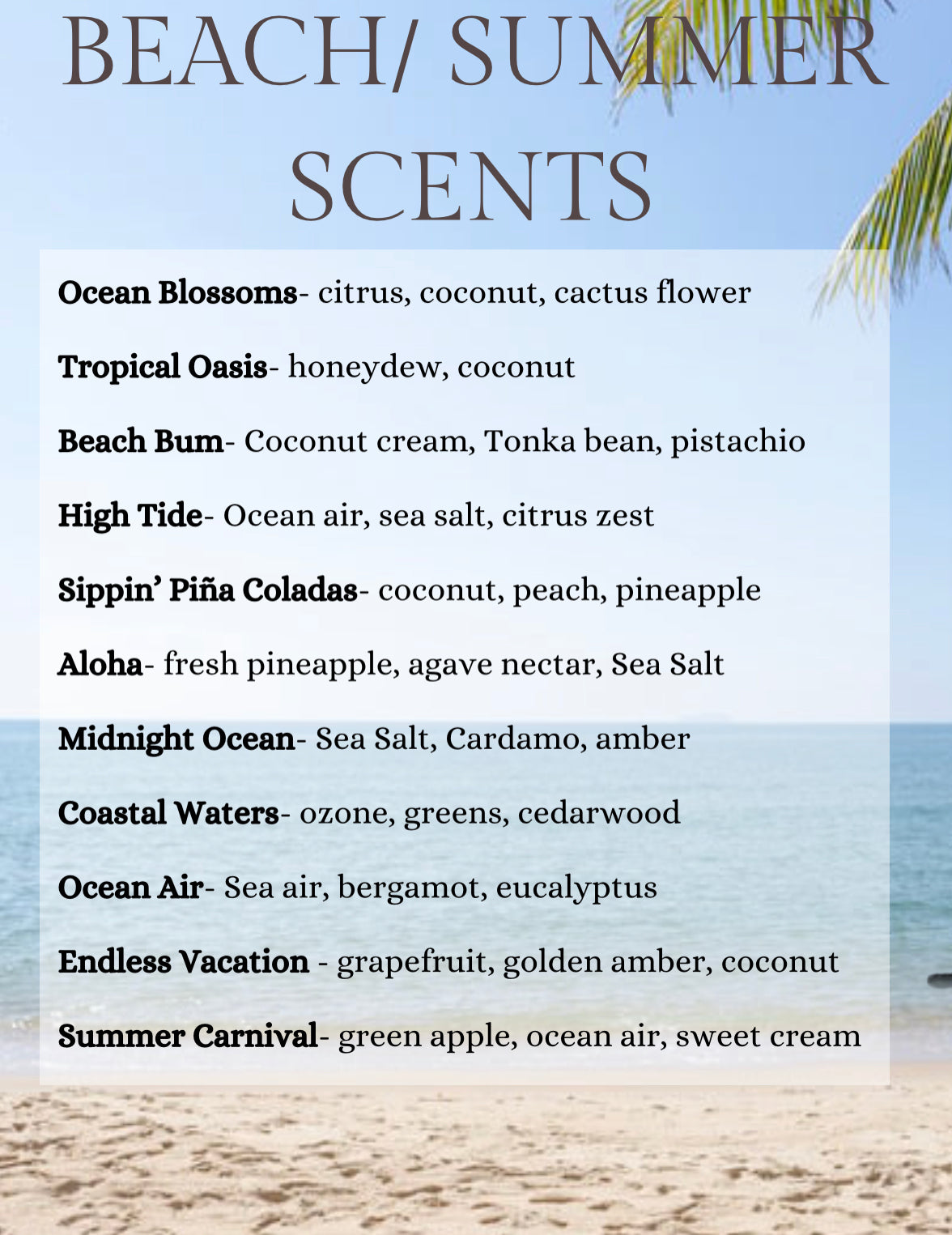 10 oz soy candle- beach/summer scents