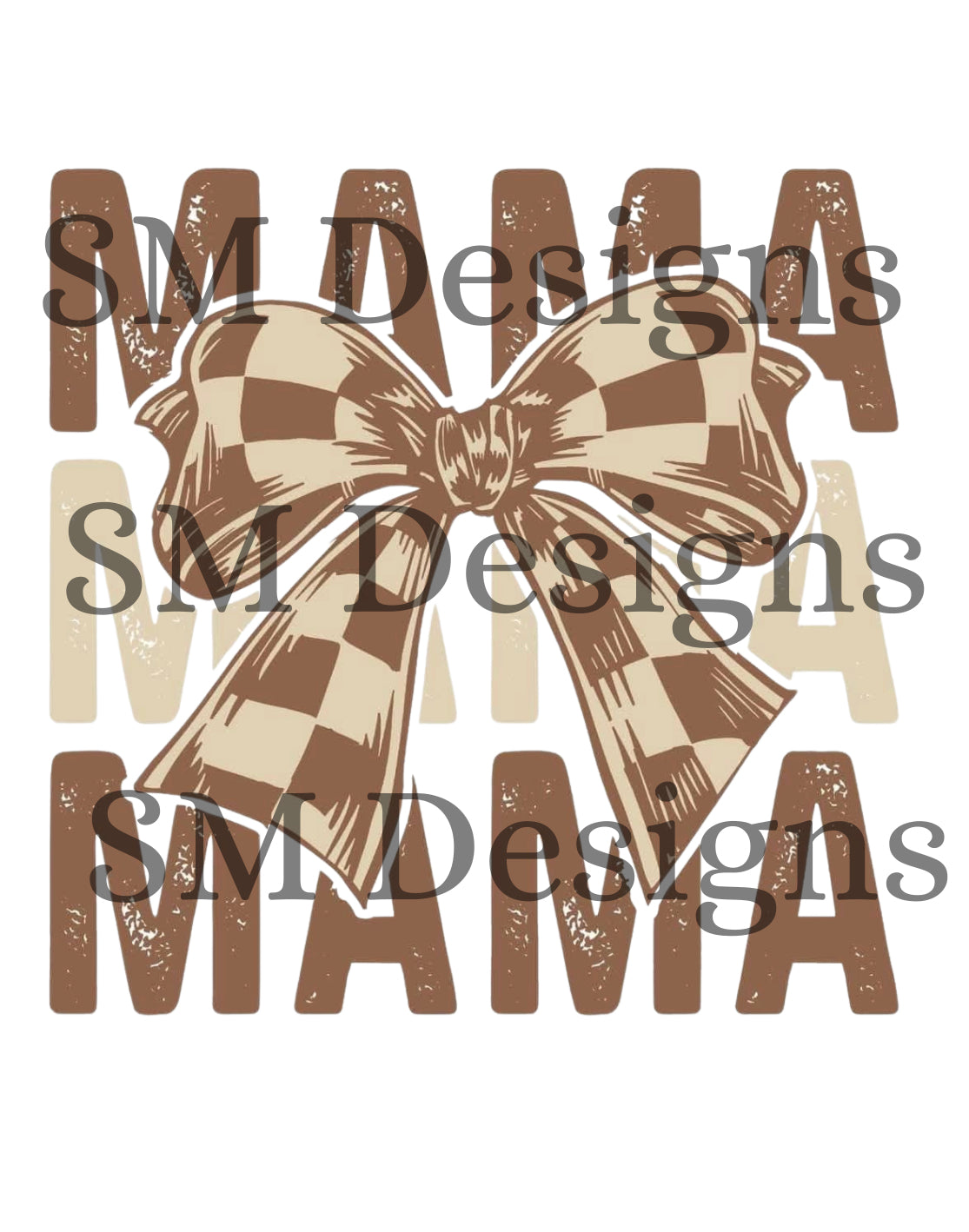 Brown/tan mama bow digital design