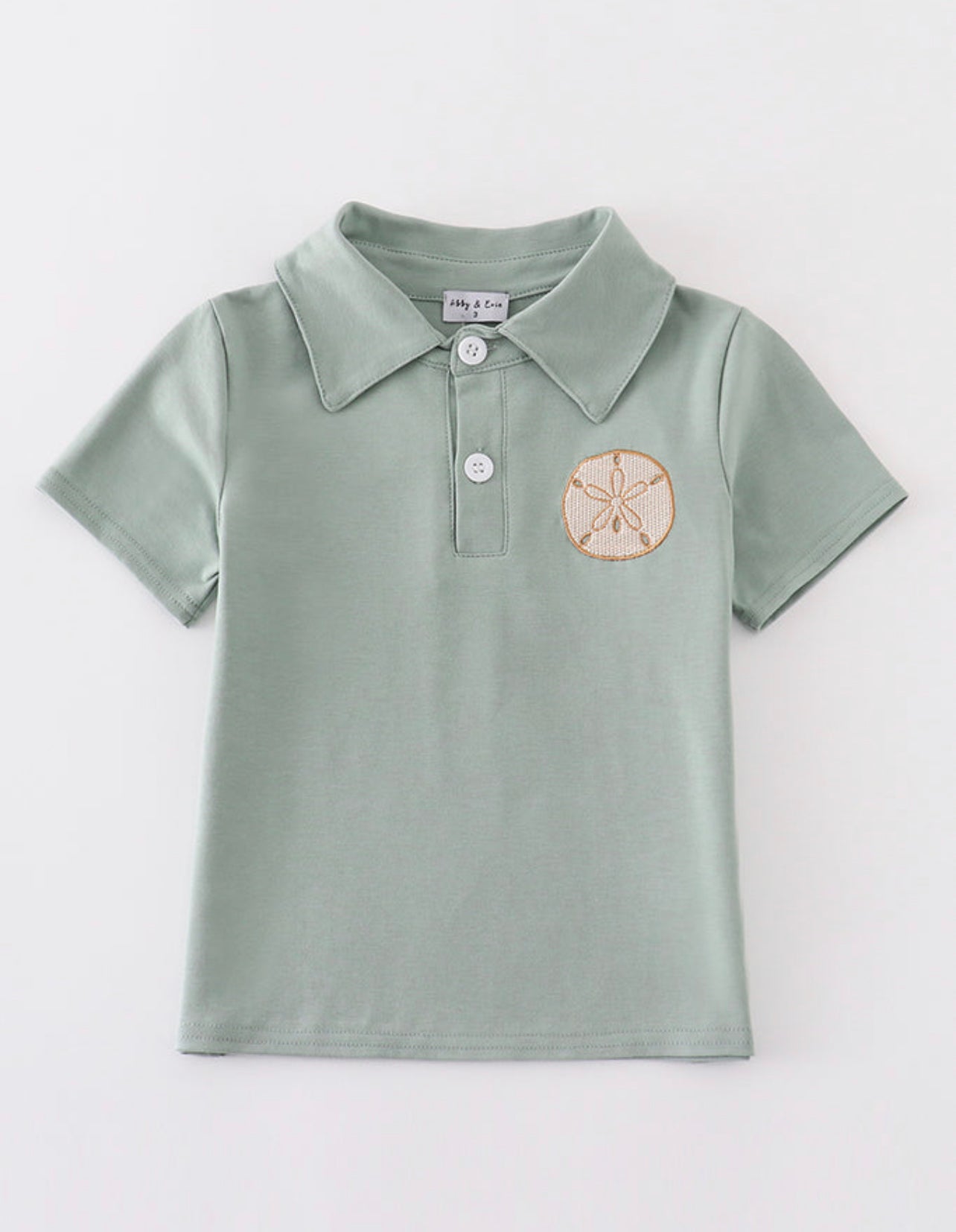 Sage sand dollar embroidery boy shirt