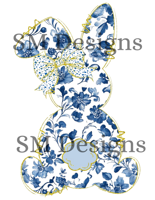 Blue floral bunny design